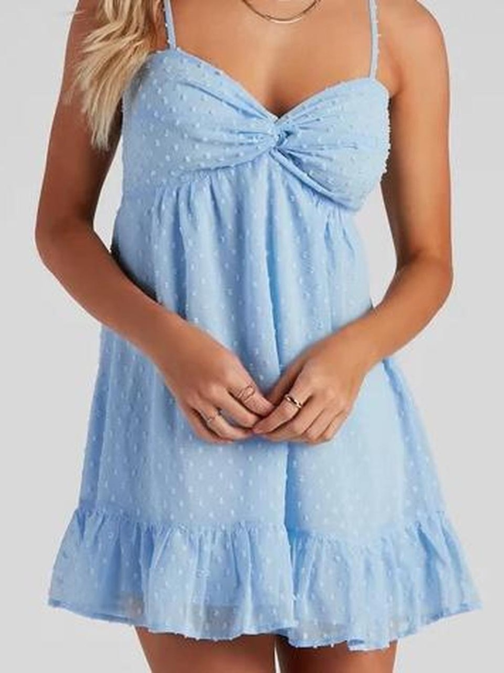Windsor Light Blue Dot Babydoll Dress